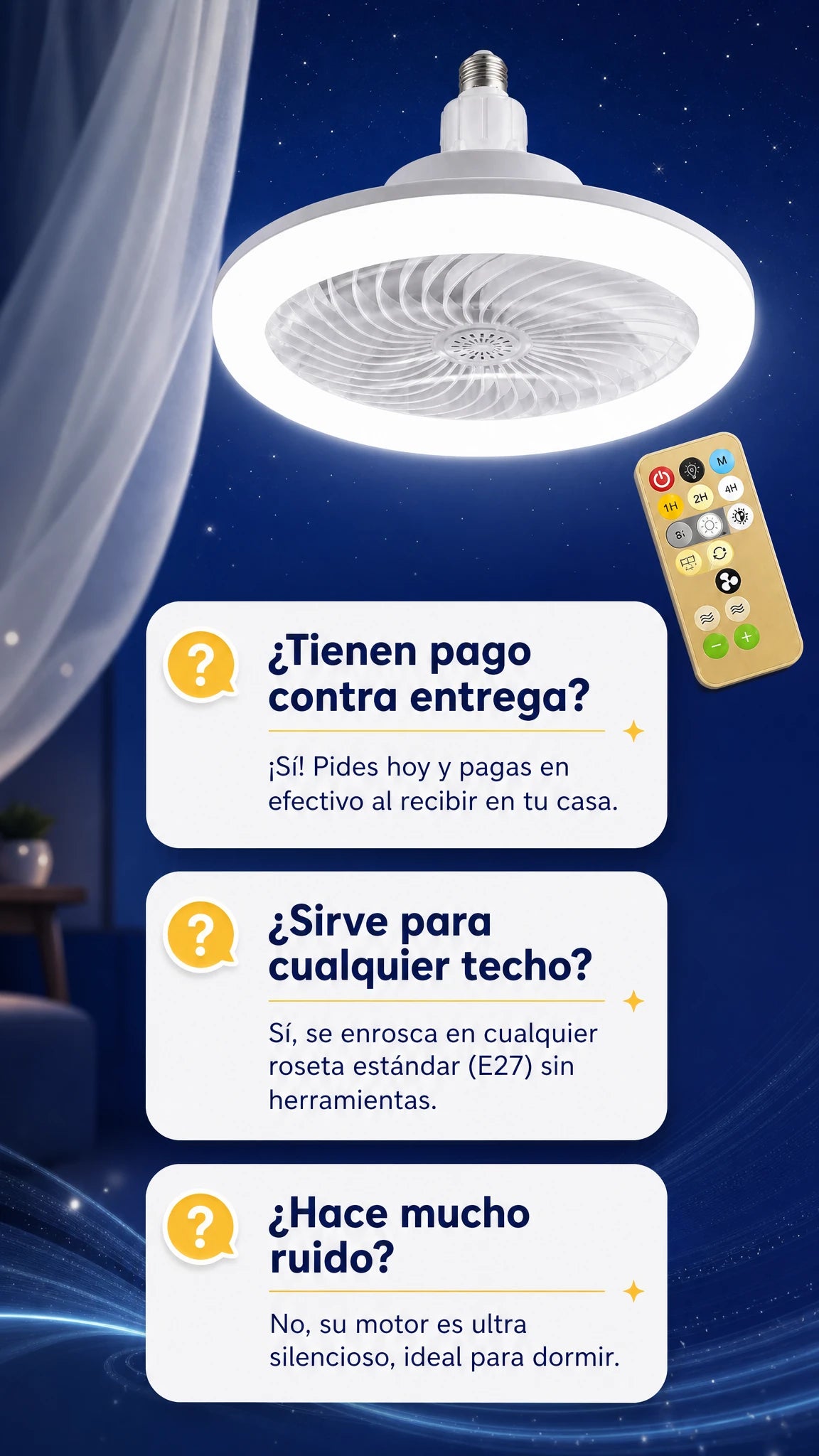 BreezeLight™ - Luz y ventilador en segundos, sin instalación