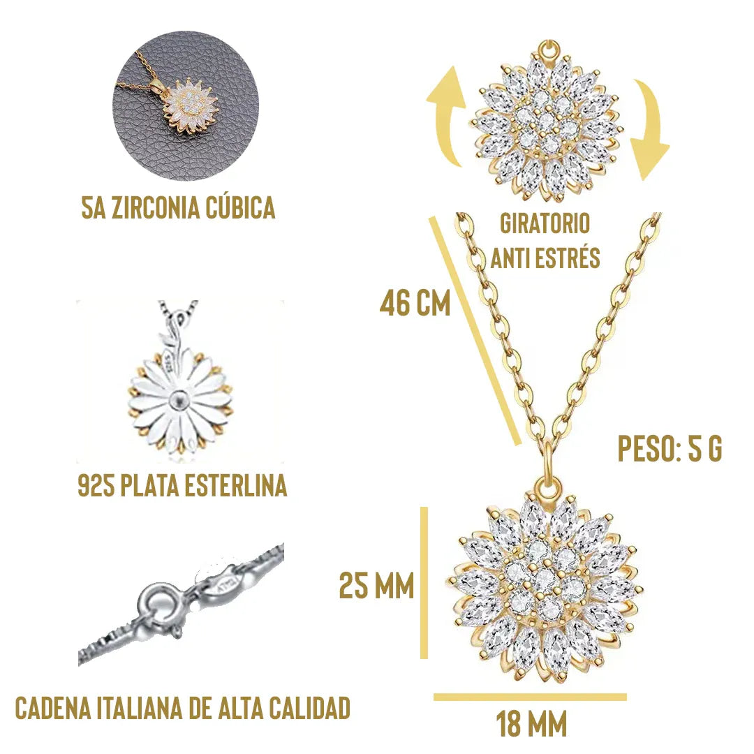 Collar Girasol+ Caja de regalo de lujo en forma de Corazón 💖+ Pack Especial Digital