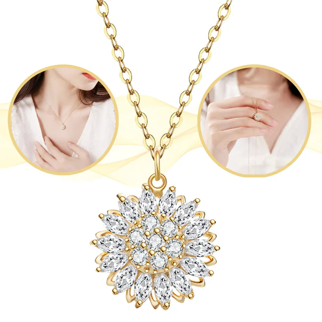 Collar Girasol+ Caja de regalo de lujo en forma de Corazón 💖+ Pack Especial Digital