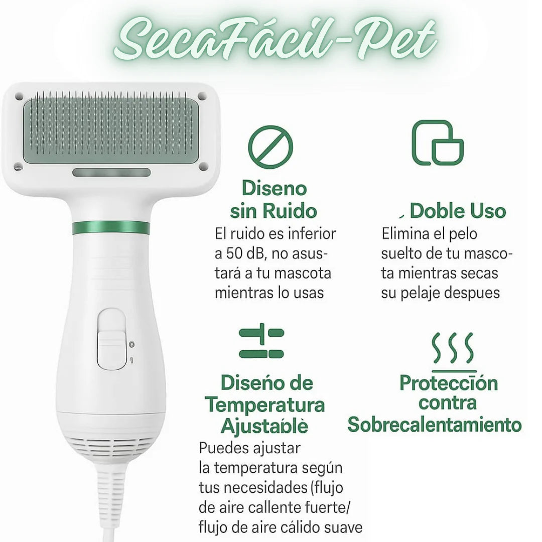 SecaFácil Pet- Cepillo Secador con Aire Caliente