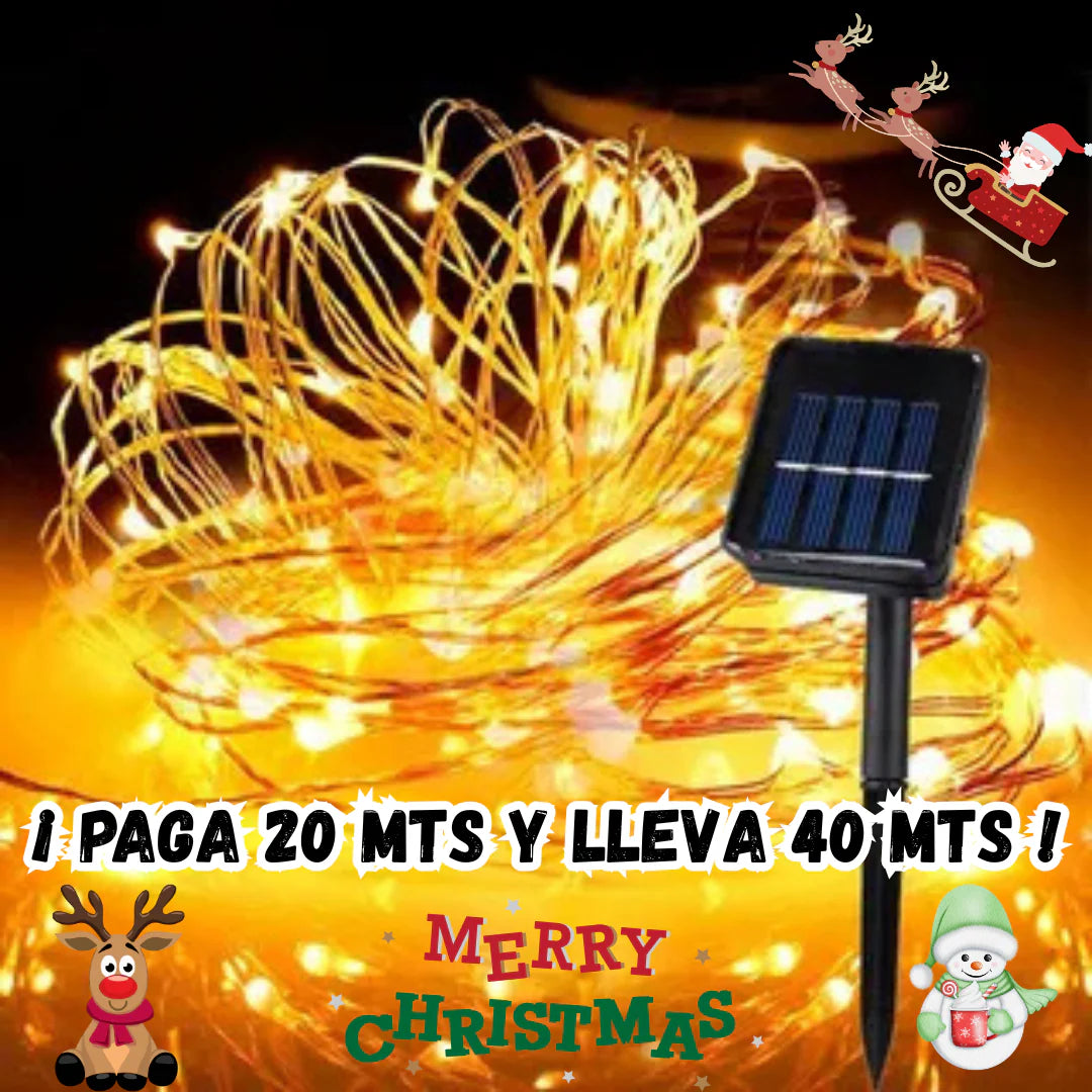 Luces Navidad con Panel Solar ✨|| Paga 20 metros, Lleva 40 Metros 🎄