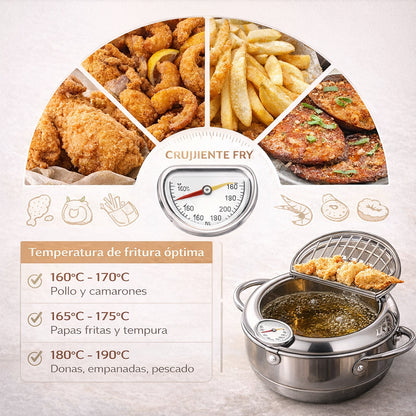 FryMaster™ Acero|| Olla Freidora de Estilo Japonés con Termómetro Integrado