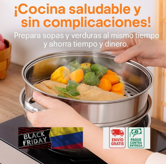 VaporiMaster 3en1 || OLLA VAPORERA EN ACERO INOXIDABLE