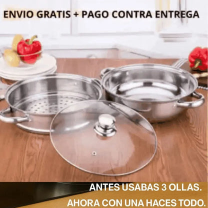 VaporiMaster 3en1 || OLLA VAPORERA EN ACERO INOXIDABLE