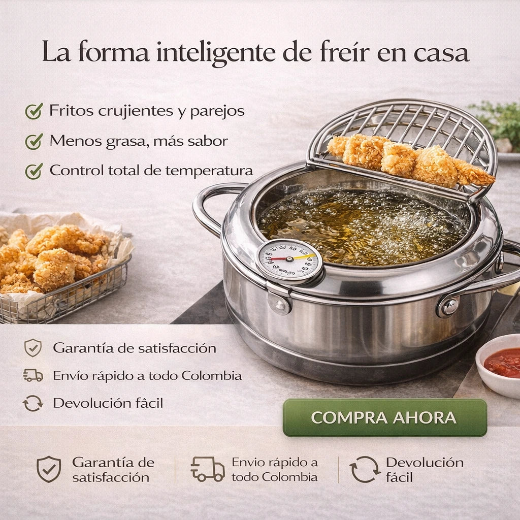 FryMaster™ Acero|| Olla Freidora de Estilo Japonés con Termómetro Integrado