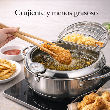 FryMaster™ Acero|| Olla Freidora de Estilo Japonés con Termómetro Integrado