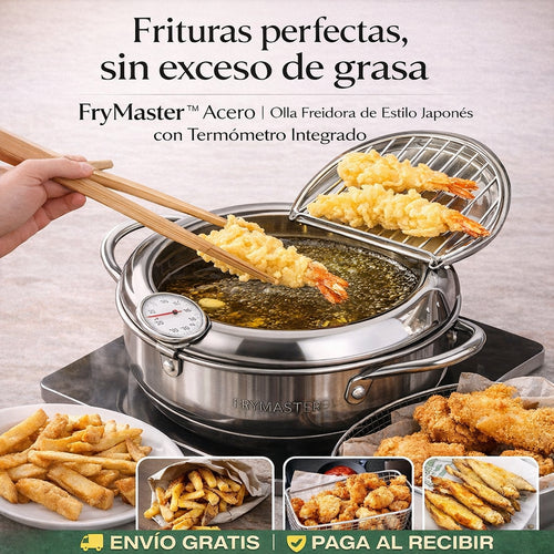FryMaster™ Acero|| Olla Freidora de Estilo Japonés con Termómetro Integrado