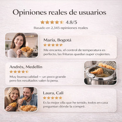 FryMaster™ Acero|| Olla Freidora de Estilo Japonés con Termómetro Integrado
