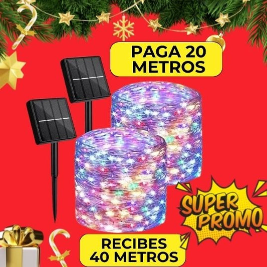 Luces Navidad con Panel Solar ✨|| Paga 20 metros, Lleva 40 Metros 🎄