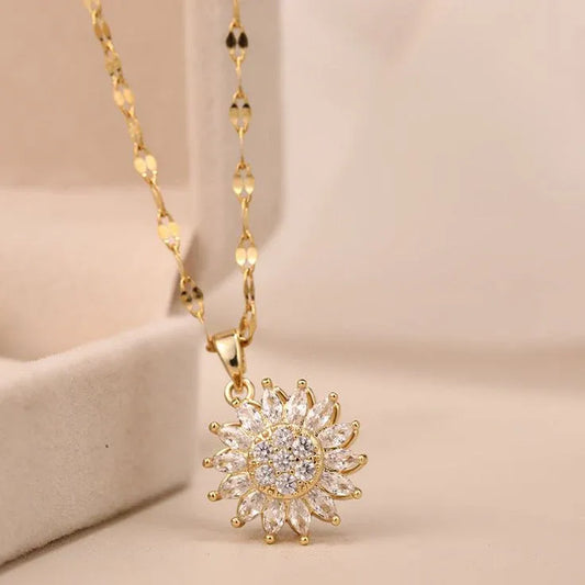 Collar Girasol+ Caja de regalo de lujo en forma de Corazón 💖+ Pack Especial Digital